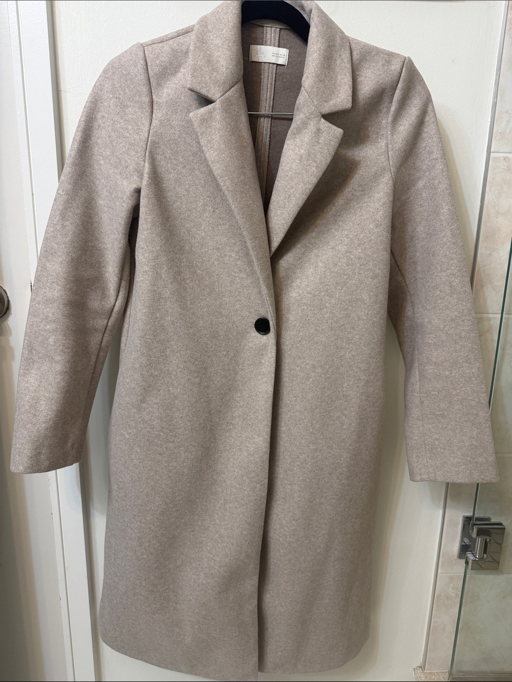 Zara Taupe Single-Button Long Trench Coat